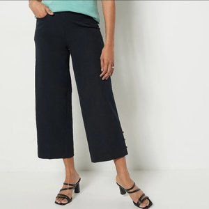 Isaac Mizrahi 24/7 Stretch Crop Wide Leg with Buttons  11520